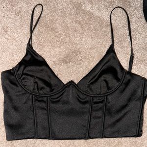 White Fox Black Cropped Bustier